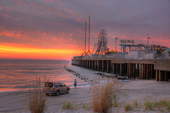 Steel pier at sunrise